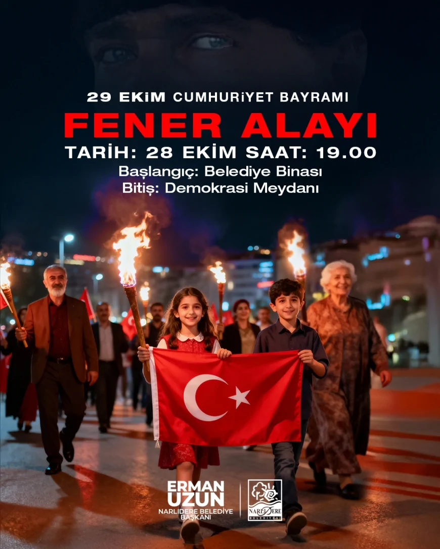 Narlıdere Cumhuriyetin 102’nci Yılını Coşkuyla Kutlayacak: Fener Alayı, Konser ve Törenlerle Cumhuriyet Ruhu Yaşatılacak