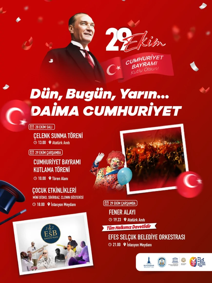 Efes Selçuk’ta Cumhuriyet’in 102. Yılı “Cumhuriyet Her Yerde” Sloganı ile Coşkuyla Kutlanacak