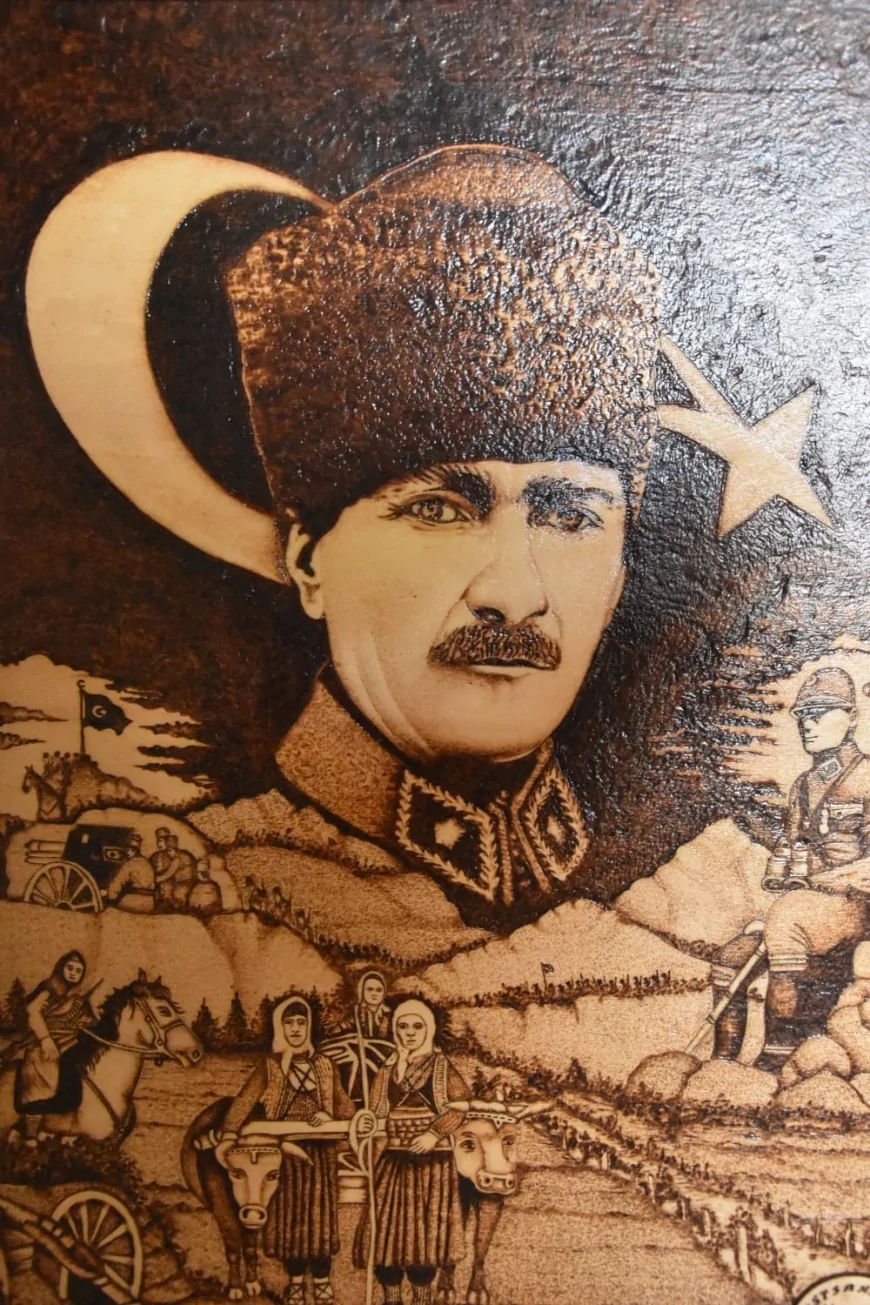 Kastamonulu Sanatçı İhsan Tabak’ın Ahşap Üzerine Yaktığı “Cumhuriyet Sergisi” Silifke’de Büyük İlgi Gördü