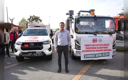 Türkiye Belediyeler Birliği ve Japonya Başkonsolosluğu’ndan Giresun Belediyesi’ne 14 Milyon TL Değerinde Araç Desteği