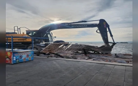 İzmir Büyükşehir Belediyesi Karşıyaka Sahilinde Kaçak İskele ve Platformların Yıkımını Mevzuat Kararıyla Başlattı