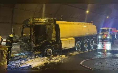 O5 Orhangazi Tüneli’nde Motoru Alev Alan Su Tankeri Kullanılamaz Hale Geldi Trafik Akışı Kısa Sürede Yeniden Sağlandı