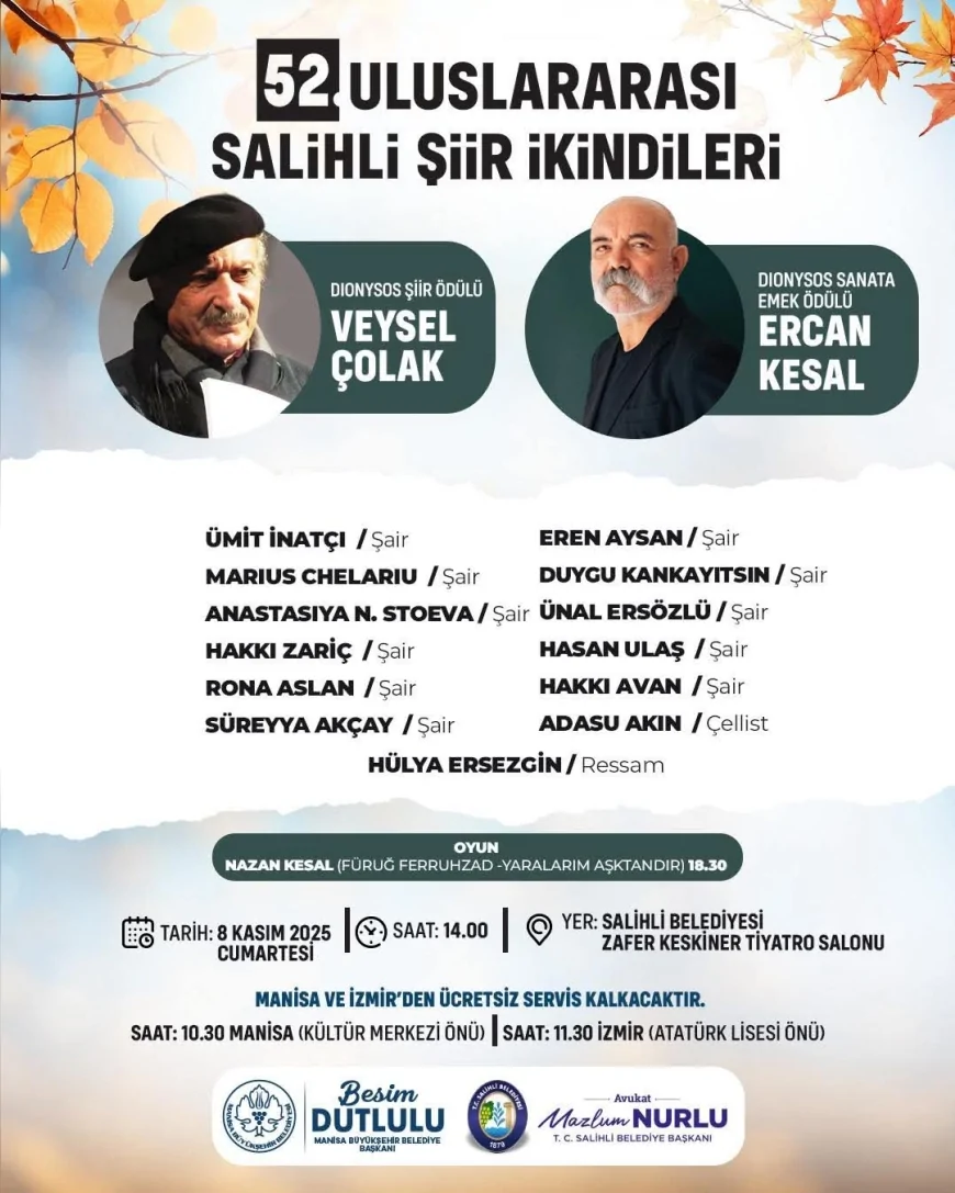 Salihli Belediyesi 52. Şiir İkindileri’nde Şiir ve Sanat Tutkunlarını Buluşturuyor