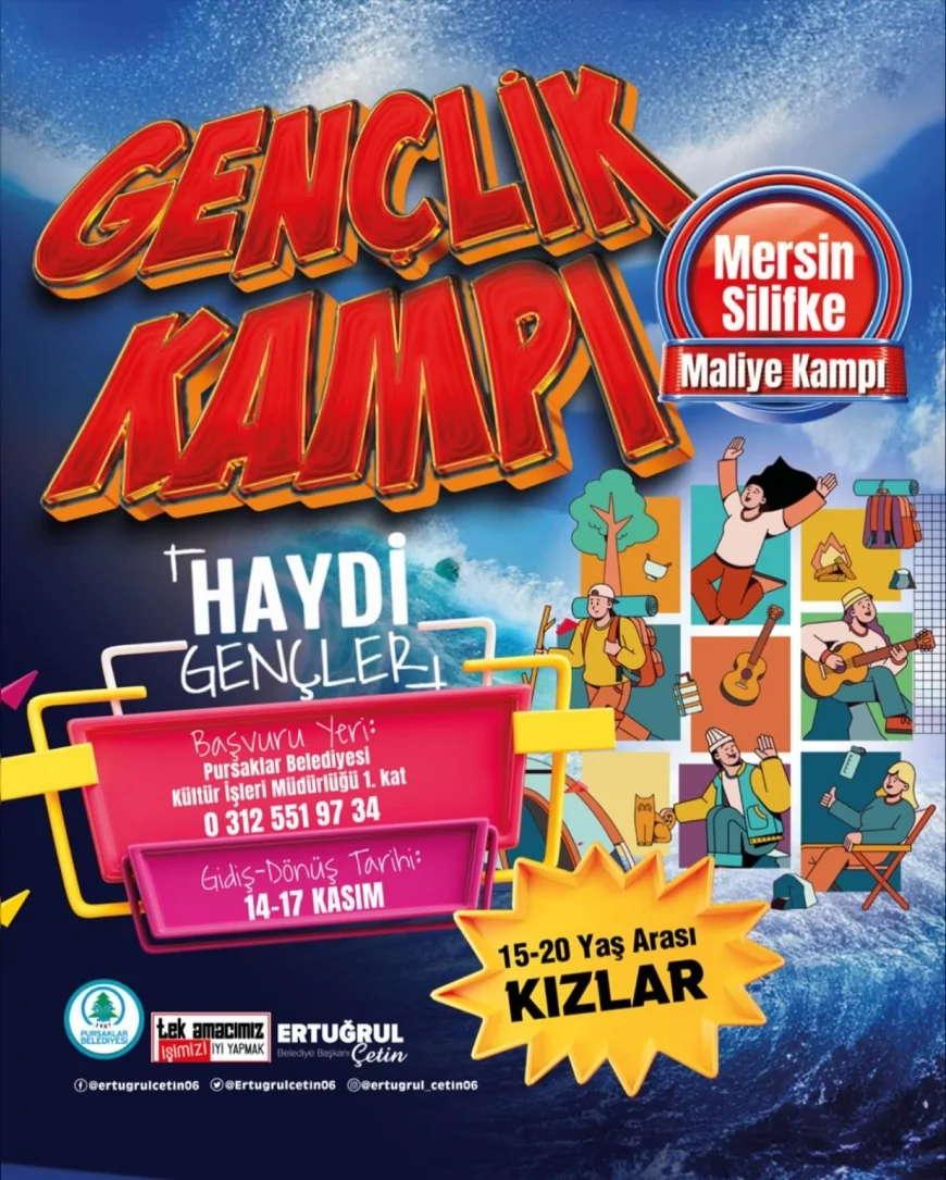 Pursaklar Belediyesi 15-20 Yaş Arası Genç Kızları Mersin Silifke Gençlik Kampına Gönderiyor