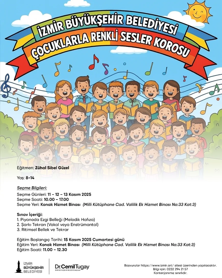 İzmir Büyükşehir Belediyesi “Çocuklarla Renkli Sesler Korosu”nu Kuruyor: Seçmeler 11-13 Kasım’da Başlıyor
