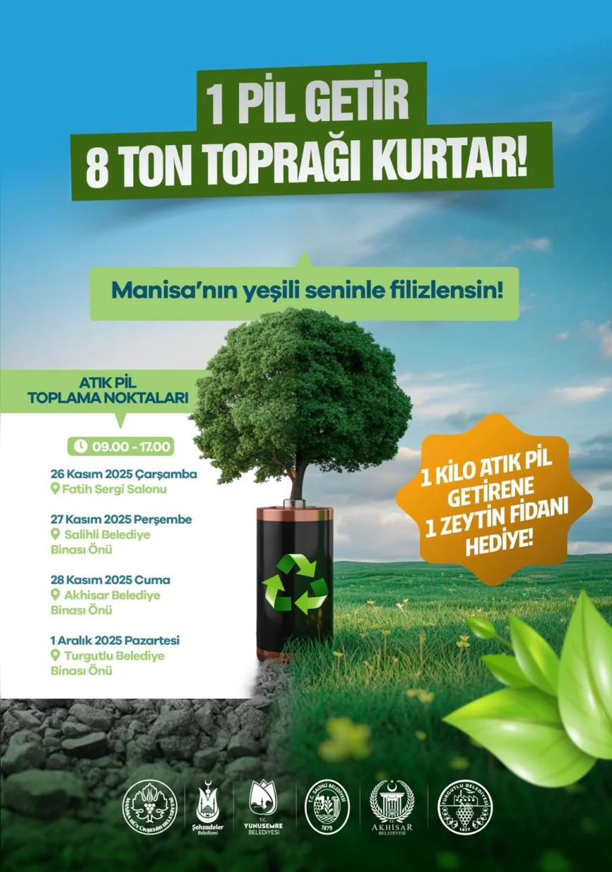 Manisa Büyükşehir Belediyesi ile TAP’tan “Atık Pil Toplama Kampanyası”: 1 Kilogram Pil Getirene Zeytin Fidanı