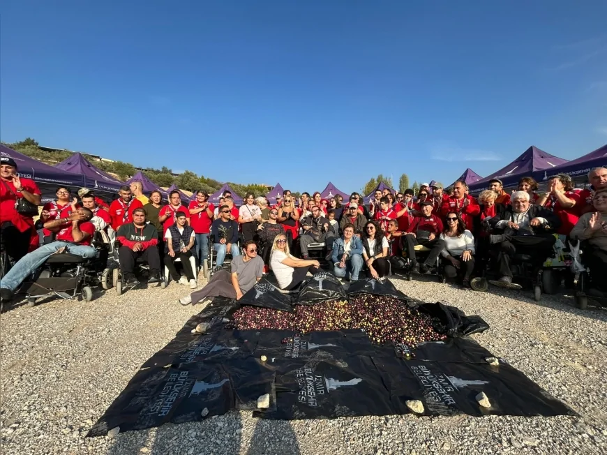 İzmir Büyükşehir Belediyesi Engelli Çalışmaları Şube Müdürlüğü Engelli Yurttaşlarla Belenbaşı’nda Zeytin Hasadında Buluştu