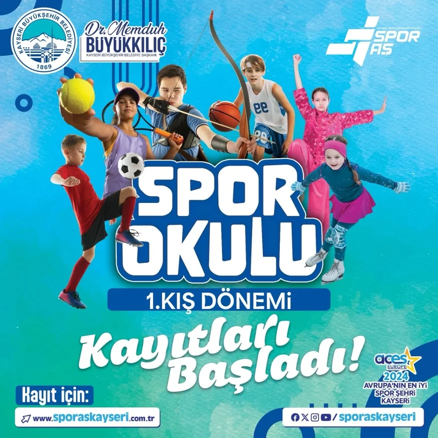 Kayseri Büyükşehir Belediyesi 1 Kış Dönemi Spor Okullarında 16 Tesiste 16 Branş İçin Kayıtları Resmen Başlattı