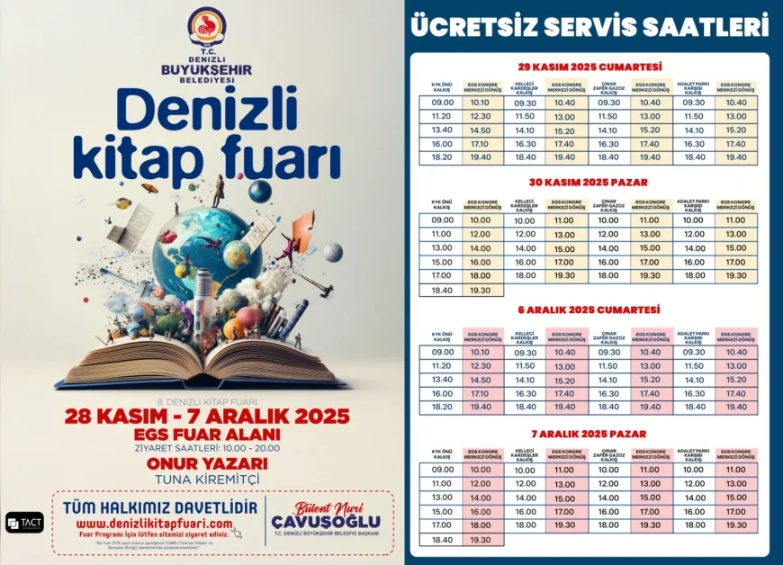 Denizli’de 8’inci Kitap Fuarı Başlıyor Denizli Büyükşehir Belediyesi EGS Fuar Alanında Onur Konuğu Tuna Kiremitçi Okurlarla Buluşacak