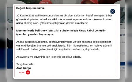 Aras Kargo’nun 30 Kasım Siber Saldırı Sonrası Sistemlerinde İyileştirme Sürerken Kargo Takip Ekranları Yeniden Açıldı