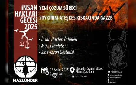 MAZLUMDER 2025 İnsan Hakları Gecesi Ulucanlar’da “Yeni Çözüm Süreci ve Gazze” Vurgusuyla Düzenlenecek