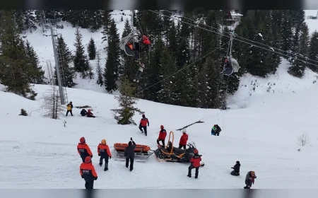 Ordu Çambaşı Kayak Merkezi’nde telesiyej tatbikatı: 25 metrede mahsur kalanlar kurtarıldı