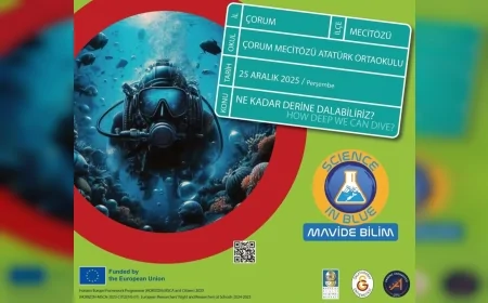 “Mavi’de Bilim” Avrupa Projesi Kapsamında Çorum Mecitözü Atatürk Ortaokulu’nda “Ne Kadar Derine Dalabiliriz?” Semineri Düzenlendi