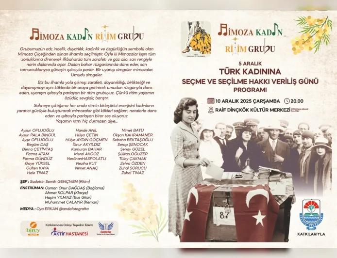 Yalova’da 5 Aralık’ın 91 Yılı İçin Düzenlenen Özel Programda Mimoza Kadın Ritim Grubu Sahneye Çıkmaya Hazırlanıyor