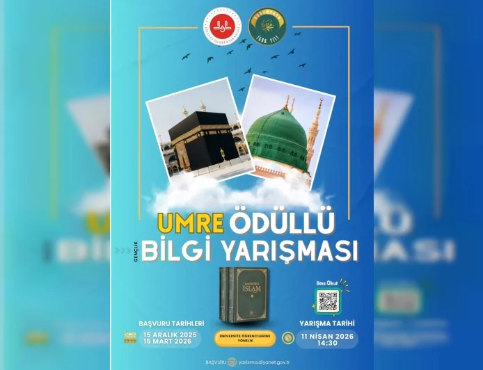 Diyanet İşleri Başkanlığı Umre Ödüllü Gençlik Bilgi Yarışması Başvuruları 15 Aralık’ta Başlıyor