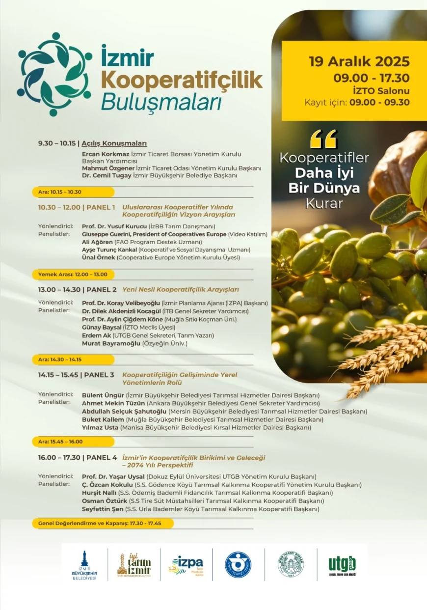 İzmir Kooperatifçilik Buluşmaları 19 Aralık’ta uluslararası katılımla kooperatifçiliğin geleceğini masaya yatıracak