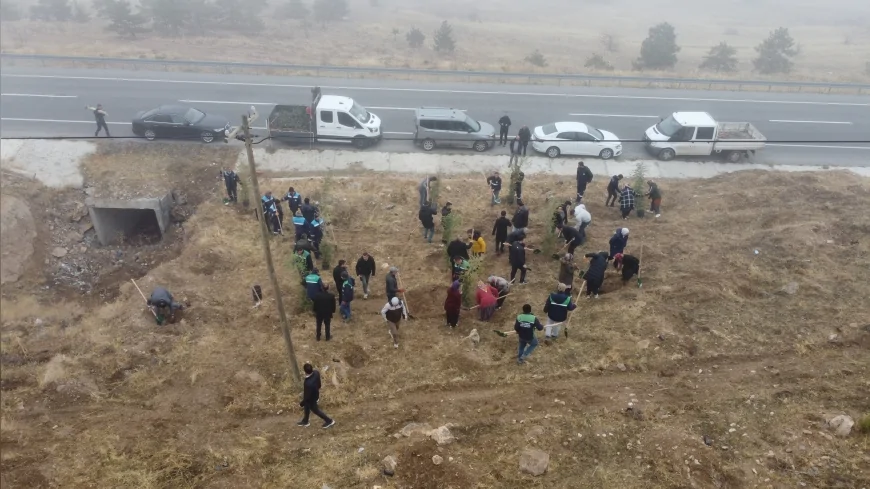Kayseri Büyükşehir Belediyesi Yahyalı Ağcaşar Barajı Mesire Alanında 1200 Fidanlık Ağaçlandırma Çalışmasına İlçe Belediyeleri ve Vatandaşlar Geniş Katılım Gösterdi