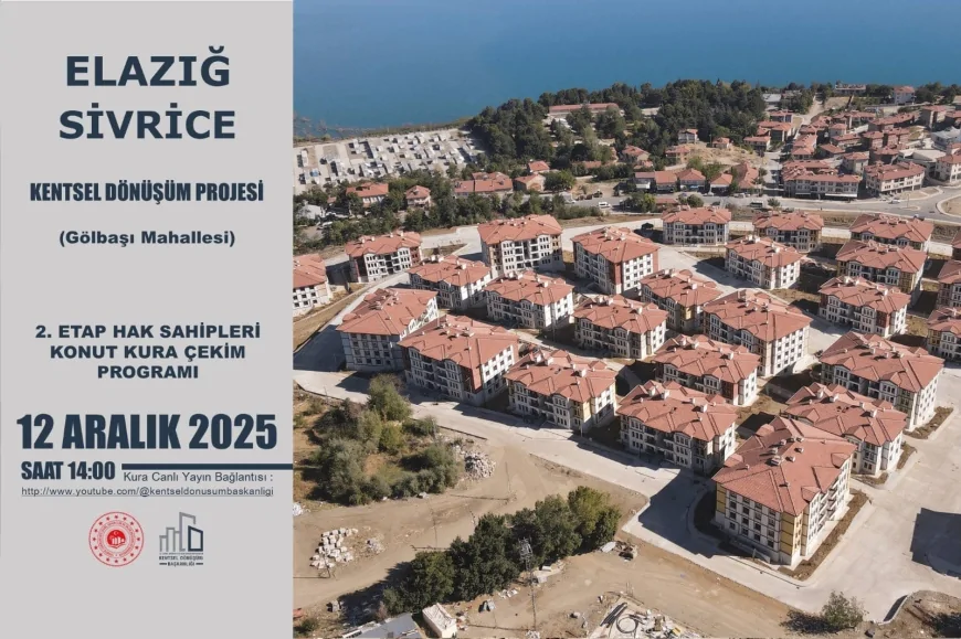 Elazığ Sivrice Gölbaşı Mahallesi Kentsel Dönüşüm Projesi 2 Etap Konut Kurası 12 Aralık’ta Hak Sahiplerine Teslim Sürecinde Önemli Aşamayı Oluşturacak