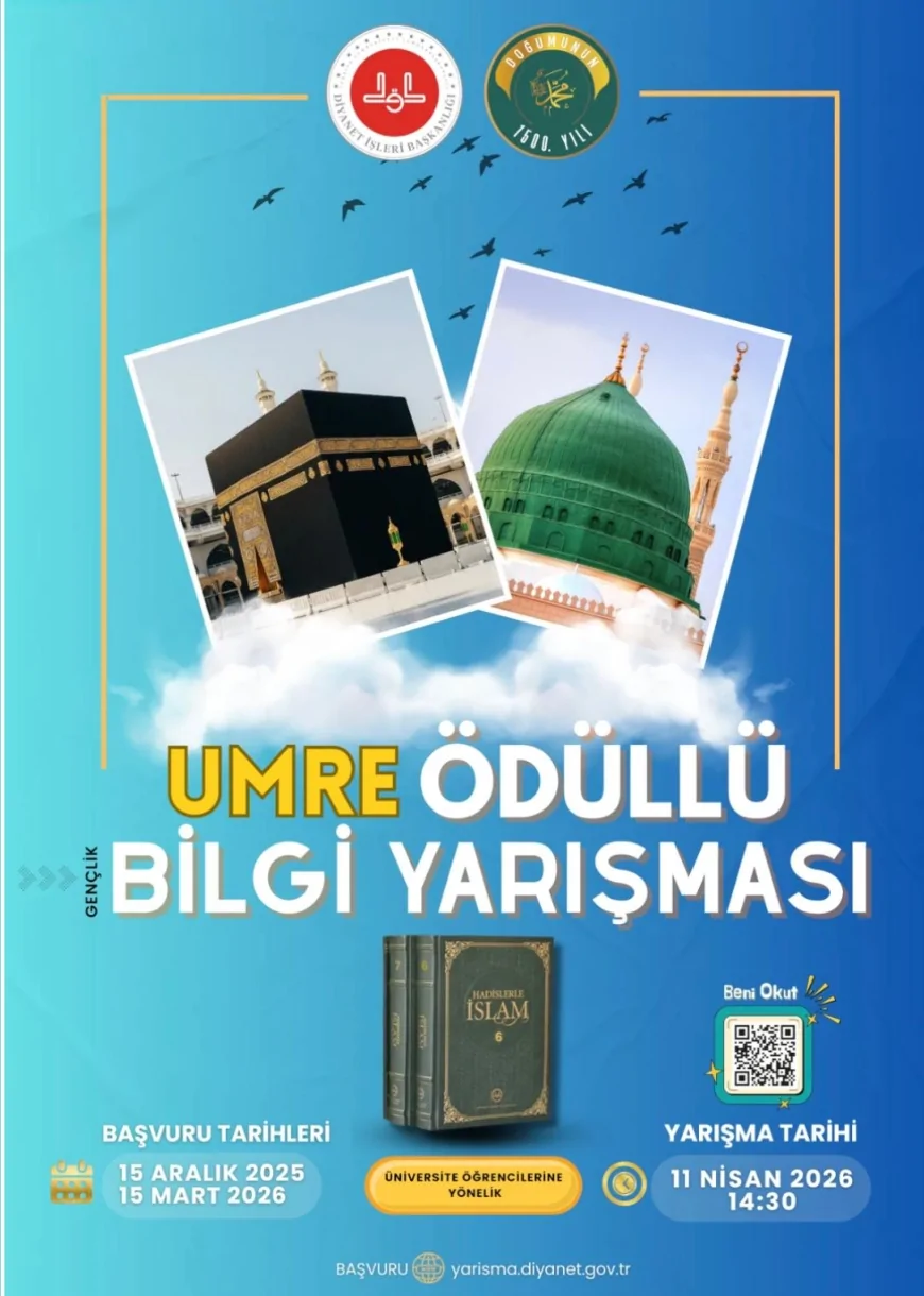 Diyanet İşleri Başkanlığı Umre Ödüllü Gençlik Bilgi Yarışması Başvuruları 15 Aralık’ta Başlıyor