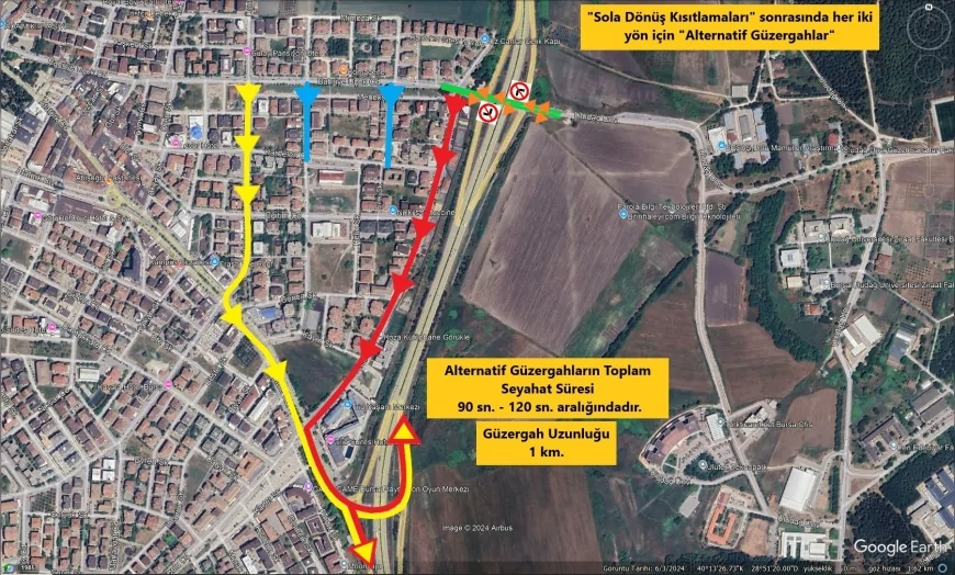 Bursa Büyükşehir Belediyesi Uludağ Üniversitesi Görükle Kavşağında Trafik Yoğunluğunu Azaltacak Yeni Düzenlemeyi Duyurdu