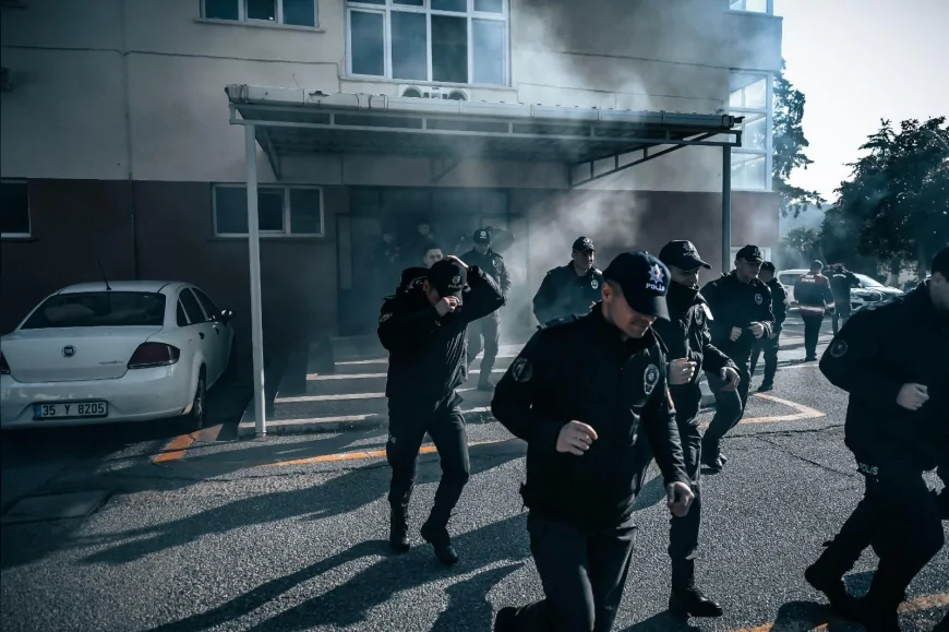 İzmir Büyükşehir Belediyesi İtfaiyesi Buca’daki Polis Okulunda Gerçeği Aratmayan Yangın Tatbikatı Gerçekleştirdi