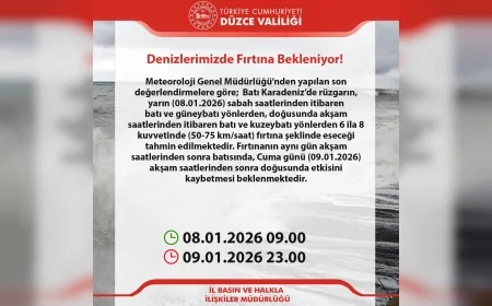 Düzce Valiliği’nden Batı Karadeniz İçin Fırtına Uyarısı Denizlerde Kuvvetli Rüzgar Bekleniyor