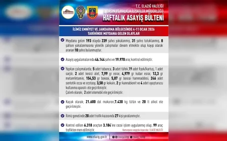 Elazığ Valiliği: “4-11 Ocak’ta emniyet ve jandarma bölgesinde 193 olayda 239 kişi yakalandı”