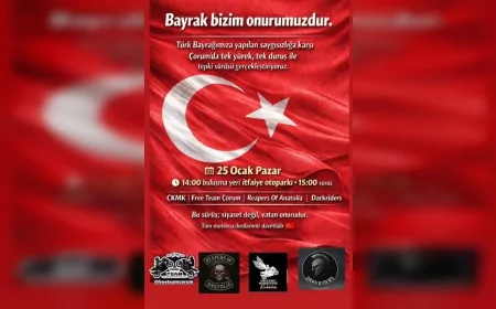 Çorum’da Motor Tutkunlarından Türk Bayrağına Tepki Sürüşü: “Bu Siyaset Değil Vatan Onurudur”