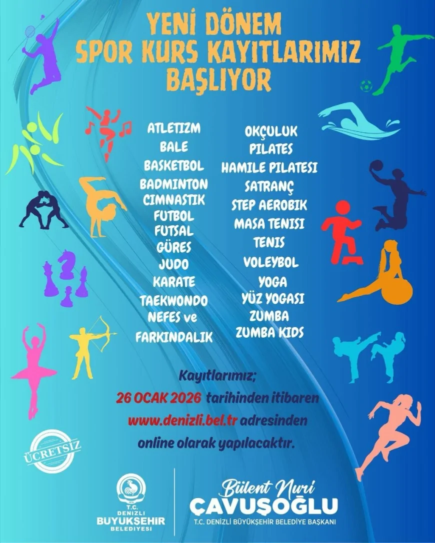 Denizli Büyükşehir Belediyesi “Haydi Denizli Spora” Dedi: Ücretsiz Spor Kurslarında Yeni Dönem Başlıyor