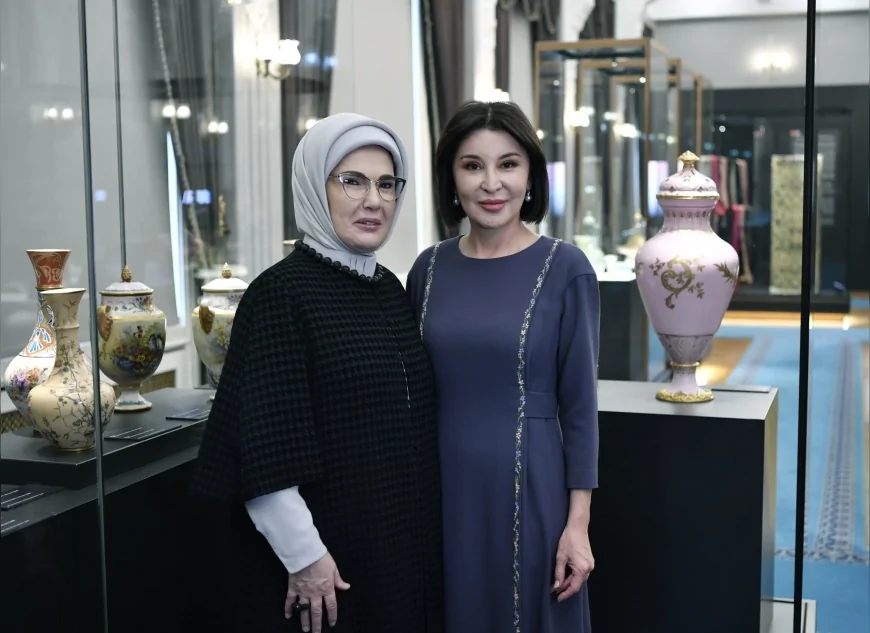 Cumhurbaşkanı Recep Tayyip Erdoğan’ın eşi Emine Erdoğan, Özbekistan Cumhurbaşkanı eşi Ziroat Mirziyoyeva ile Ankara Palas’ta buluştu