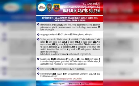 Elazığ’da Bir Haftada 272 Asayiş Olayı: 357 Şahıs Yakalandı 56 Kişi Tutuklandı