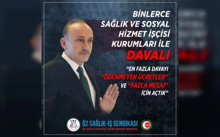 Öz Sağlık-İş’ten Sağlık ve Sosyal Hizmette Binlerce Dava: “En Fazla Başlık Ödenmeyen Ücretler ve Fazla Mesai”