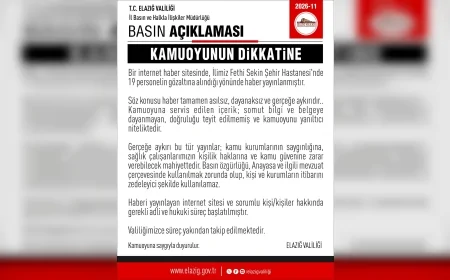 Elazığ Valiliği’nden Fethi Sekin Şehir Hastanesi İddialarına Yalanlama: “19 Personelin Gözaltına Alındığı Haberi Gerçeği Yansıtmıyor”