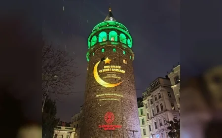 Kültür ve Turizm Bakanlığı Galata Kulesi’ni Ramazan İçin Yeşil Işıkla Aydınlattı