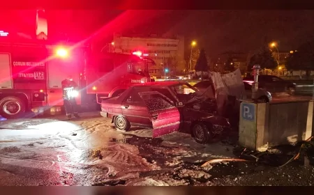 Çorum’da kontrolden çıkan otomobil benzinlik duvarına çarptı 2 kişi yaralandı