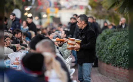 İzmir Büyükşehir Belediyesi Karşıyaka’da 3 Bin Kişilik İftar Sofrası Kurdu