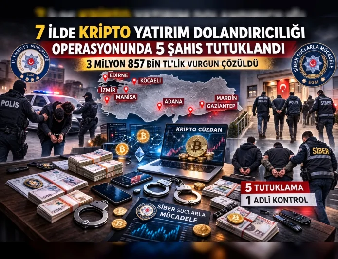 İl Emniyet Müdürlüğü Siber Suçlarla Mücadele Şube Müdürlüğü: “7 İlde Kripto Yatırım Dolandırıcılığı Operasyonunda 5 Şahıs Tutuklandı”