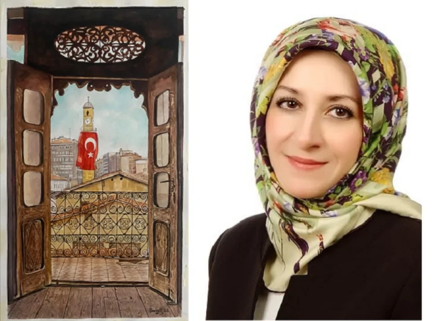 Suluboya Ressamı Şengül Otman’ın Fırçasından Veli Paşa Konağı ve Saat Kulesi Manzarası