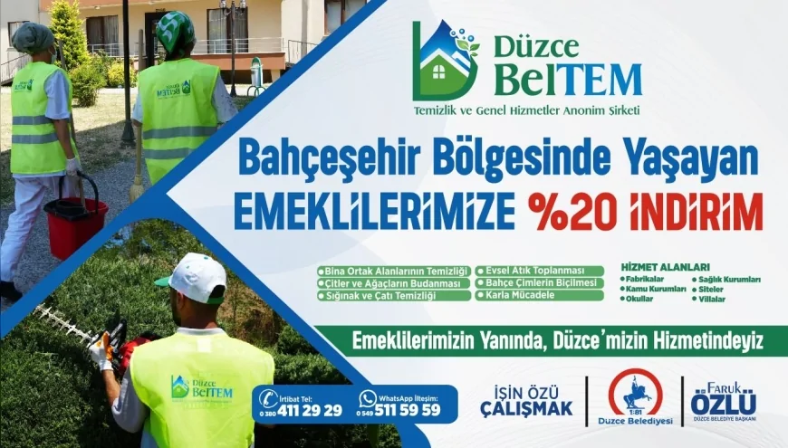 Düzce Belediyesi İştiraki Beltem A.Ş.’den Bahçeşehir’de İkamet Eden Emeklilere Yüzde 20 İndirimli Hizmet Desteği