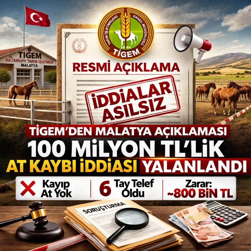 Tarım İşletmeleri Genel Müdürlüğü: “Malatya’daki 100 Milyon TL’lik At Kaybı İddiası Gerçeği Yansıtmıyor”