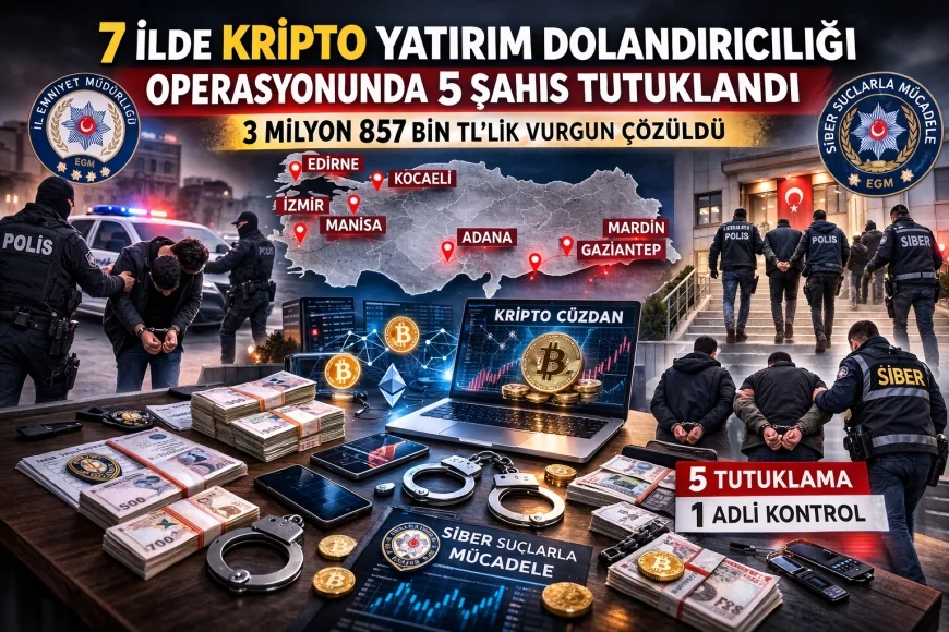 İl Emniyet Müdürlüğü Siber Suçlarla Mücadele Şube Müdürlüğü: “7 İlde Kripto Yatırım Dolandırıcılığı Operasyonunda 5 Şahıs Tutuklandı”