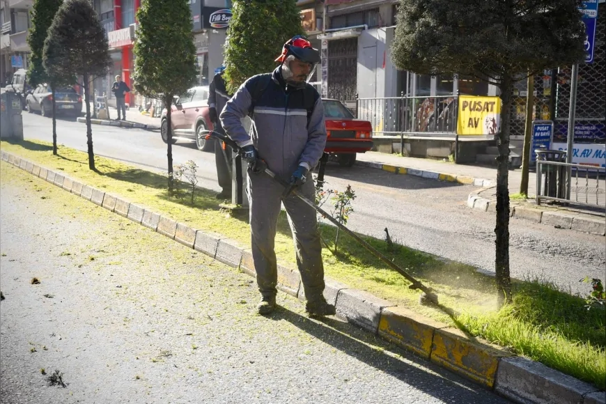 Giresun Belediyesi Yeniyol ile Malpazarı Arasında Orta Refüjlerde Bakım Çalışması Yürüttü