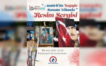 Düzce Belediyesi BELMEK Kursiyerlerinden “Atatürk’ün Işığıyla Sanatın Yolunda” Resim Sergisi