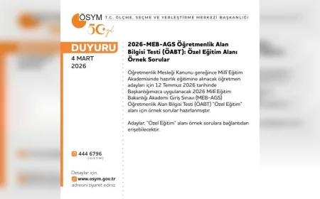 ÖSYM: “2026 MEB-AGS ÖABT Özel Eğitim Alanı İçin Örnek Sorular Hazırlandı”