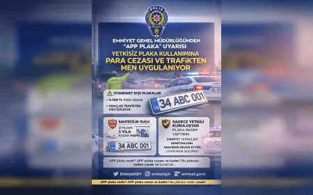 EMNİYET GENEL MÜDÜRLÜĞÜNDEN “APP PLAKA” UYARISI: YETKİSİZ PLAKA KULLANIMINA PARA CEZASI VE TRAFİKTEN MEN UYGULANIYOR