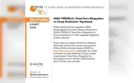 ÖSYM 2026-YÖKDİL/1 Temel Soru Kitapçıkları ve Cevap Anahtarlarının Yüzde 10’unu Erişime Açtı