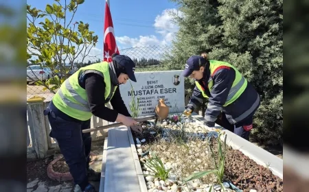 TORBALI’DA YOĞUN YAĞIŞ SONRASI ŞEHİTLİKLERDE KAPSAMLI BAKIM VE ONARIM ÇALIŞMASI BAŞLATILDI