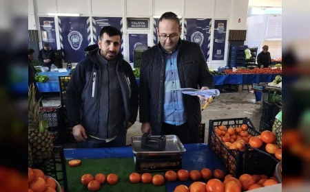 Yalova Belediyesi Pazar Yerlerinde Ölçü ve Tartı Aletlerini Denetledi