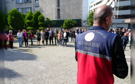 İzmir İl Millî Eğitim Müdürlüğünde Deprem Haftası Kapsamında Kurum Genelinde Tahliye Tatbikatı Yapıldı!