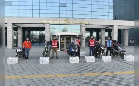 Ankara Büyükşehir Belediyesi İftara Yolda Yakalanan Başkentlilere Motokuryelerle Kumanya Ulaştırıyor